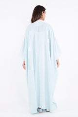 Classic Linen Striped Light Blue Abaya