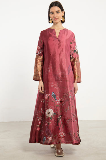 One-Of-a-Kind Ghinwa Silk Burgundy Dress