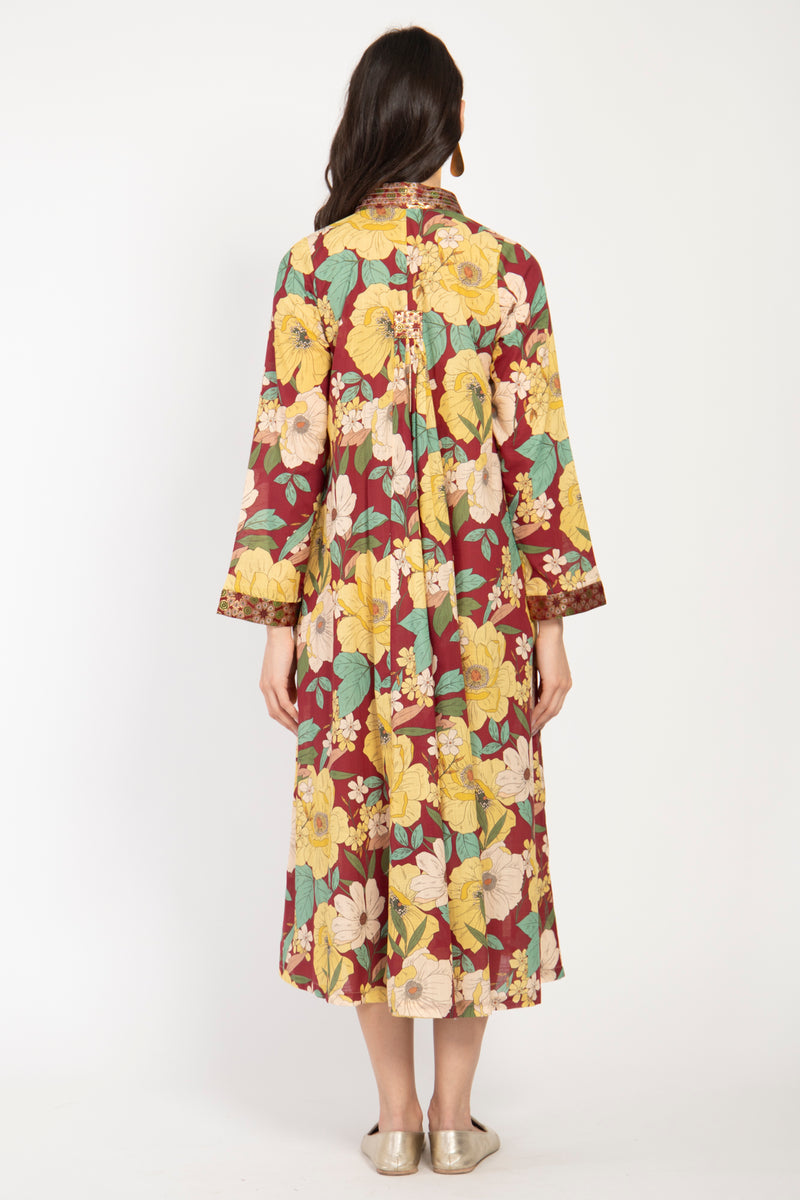 Jamila Cotton Yellow Floral Dress