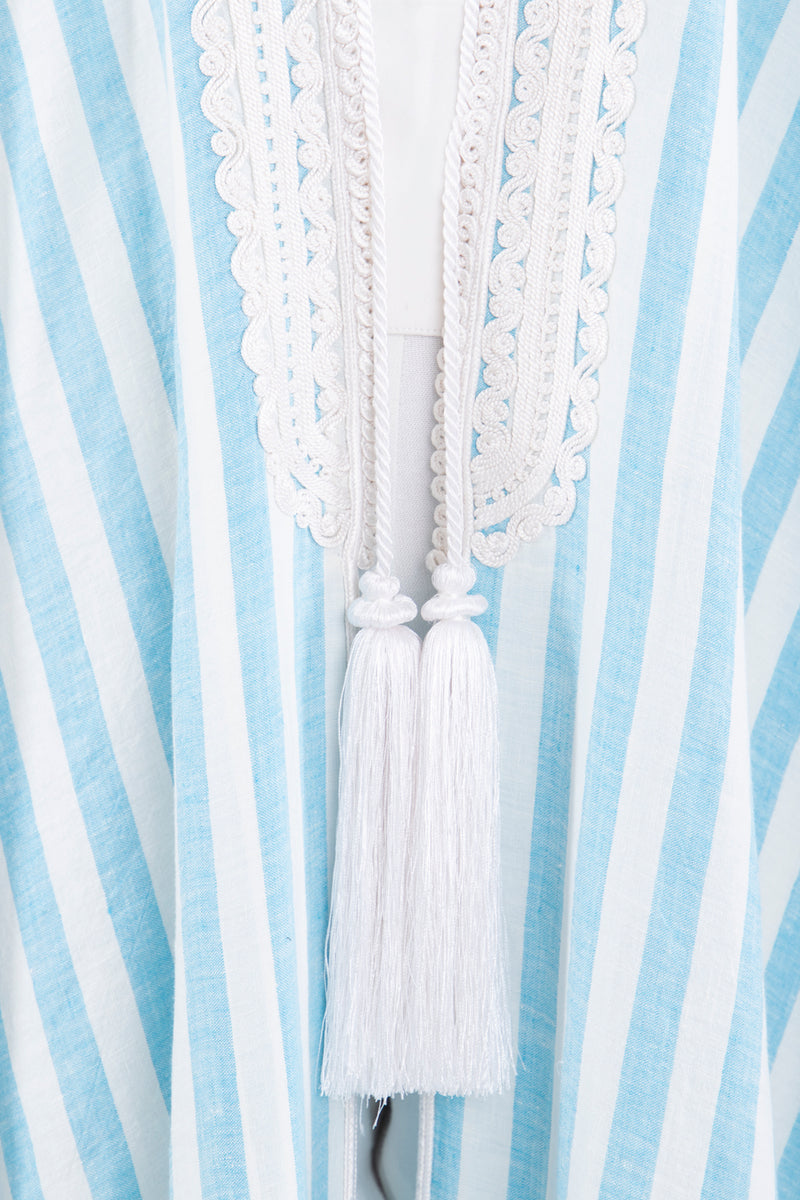 Classic Linen Light Blue Abaya