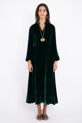 Nusayba Silk Velvet Green Dress
