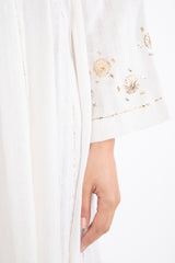 Edouard Linen Tareq Embroidered White Dress