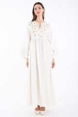 Edouard Linen Tareq Embroidered White Dress