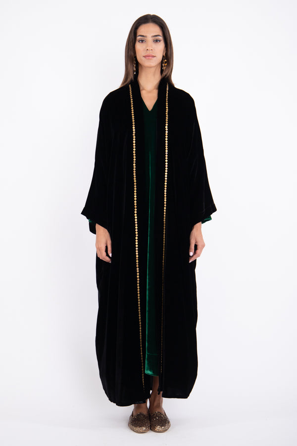 Yasma Velvet Tree Embroidered Abaya