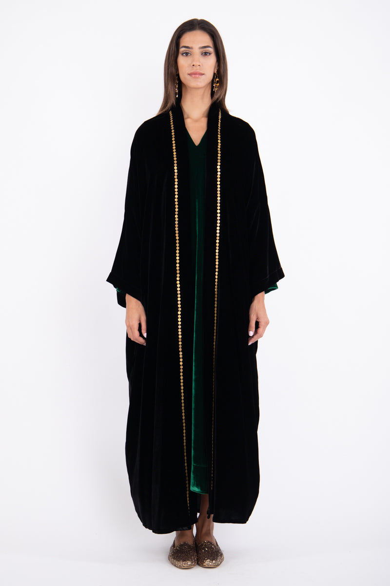 Yasma Velvet Tree Embroidered Abaya