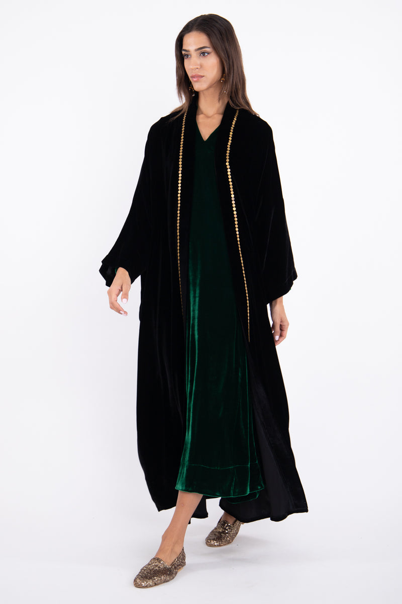 Yasma Velvet Tree Embroidered Abaya