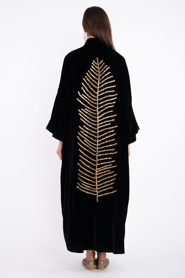 Yasma Velvet Tree Embroidered Abaya