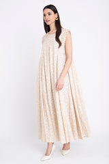 Rose Silk Embroidered Sequins Beige Dress