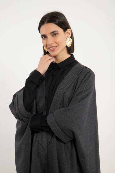 Mona Wool Grey Anthracite Abaya