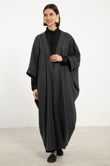 Mona Wool Grey Anthracite Abaya
