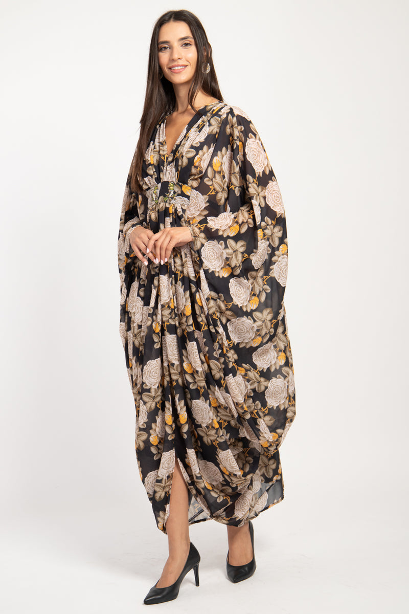 Farah Georgette Silk Floral Gown