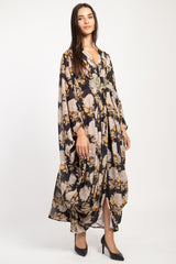 Farah Georgette Silk Floral Gown