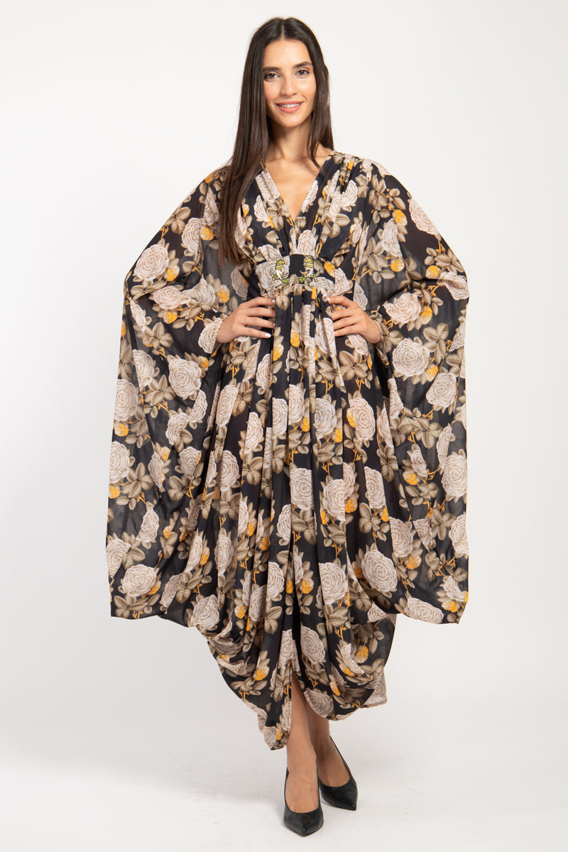 Farah Georgette Silk Floral Gown