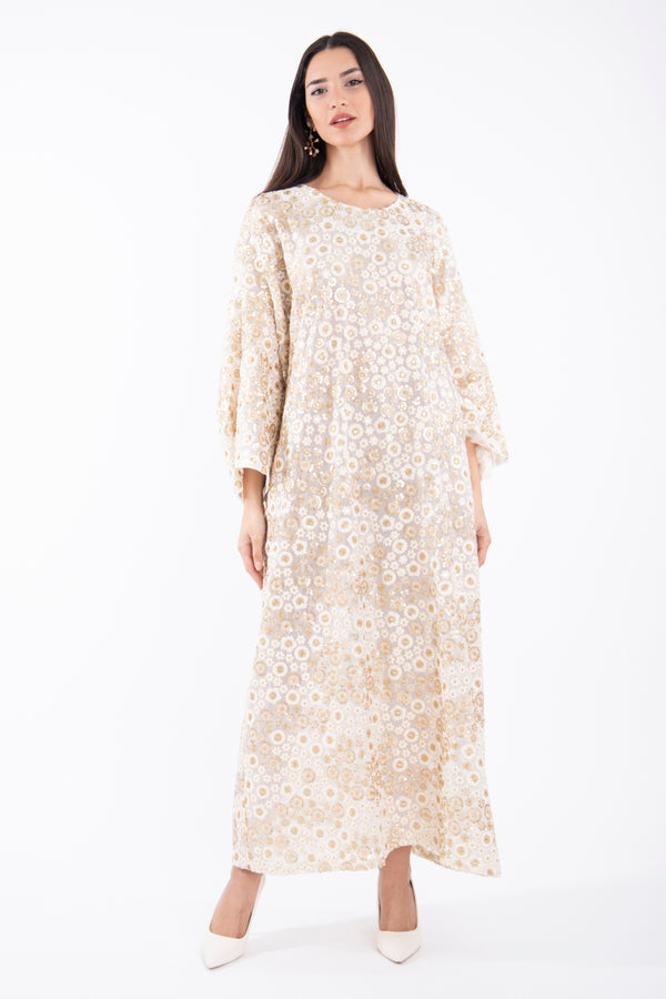 Rawda Georgette White Embroidered Dress