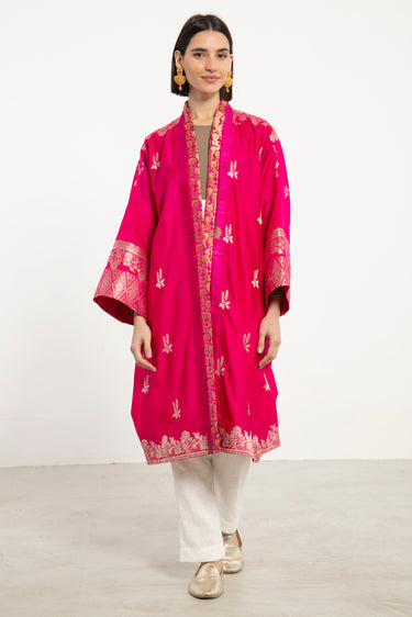 Khalida Silk Fuchsia Abaya