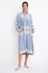 Hinda Woven Cotton Blue Dress