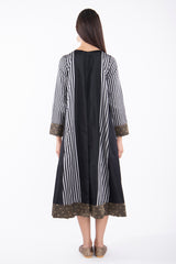 Souraya Silk Black Striped Dress