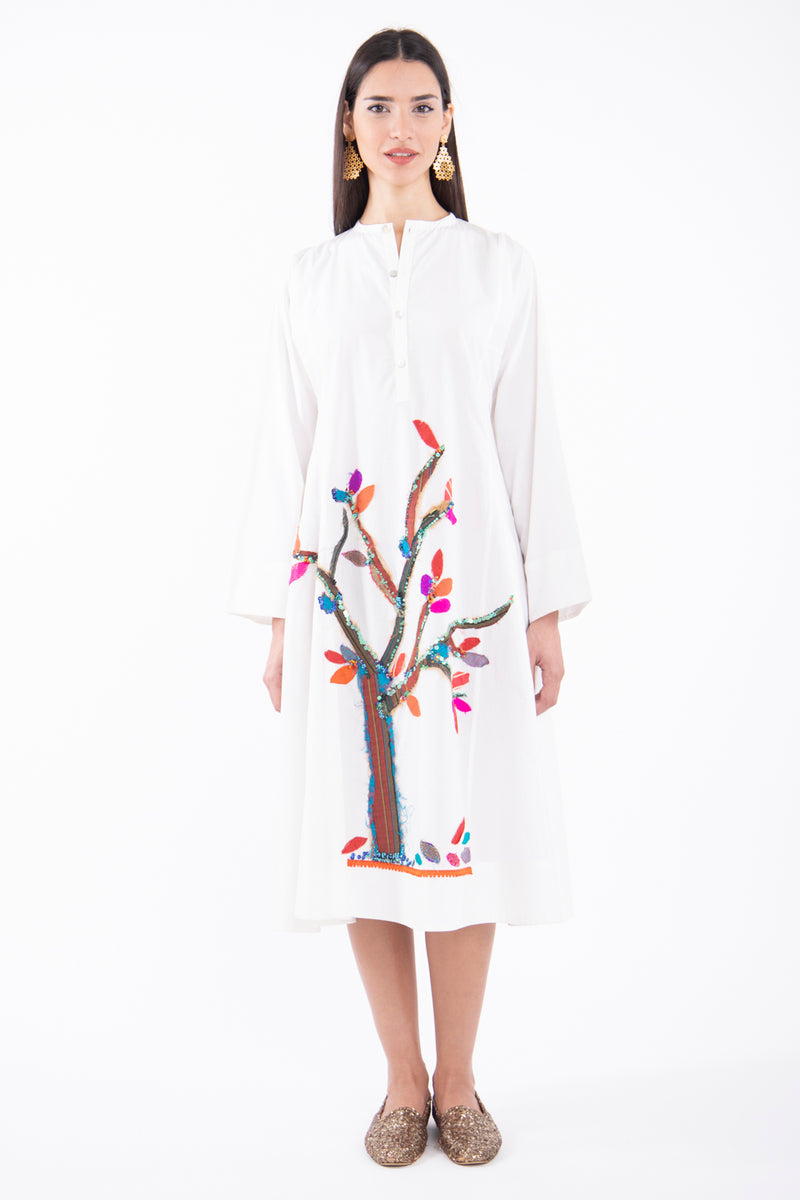 Nousayba Hand Embroidered Tree Dress