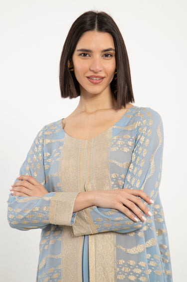 One-Of-a-Kind Souraya Silk Sky Blue Dress