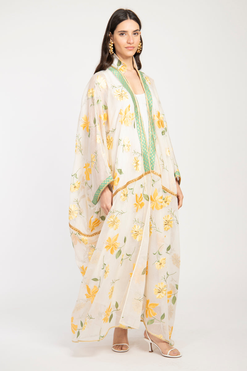 Marrakech Silk Floral Embroidered Abaya