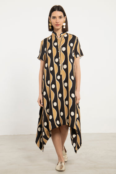 Dalia Linen Black Printed Dress