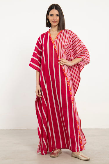 Kawkab Cotton Red & Pink Jellaba