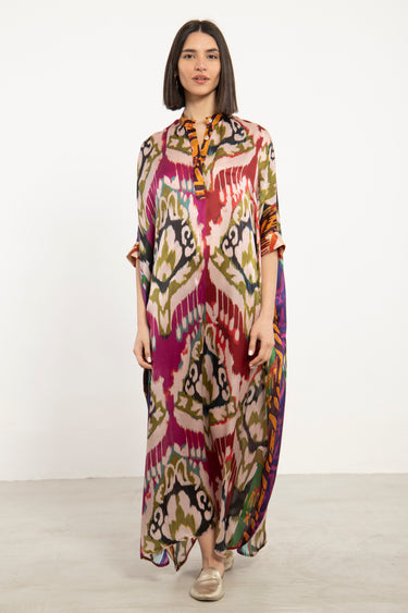 Hellen Silk Printed Ikat Dress