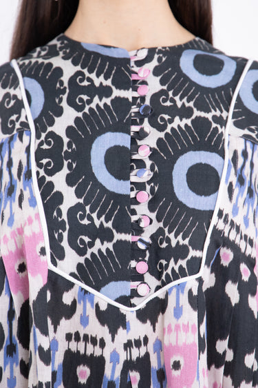 Saria Linen Ikat Printed Pink Dress
