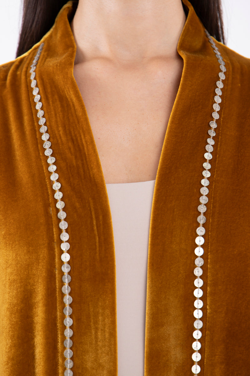 Yasma Silk Velvet Ochre Tree Abaya