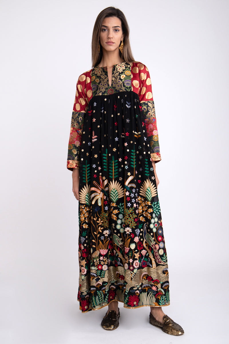 Linda Silk Georgette Peacock Dress