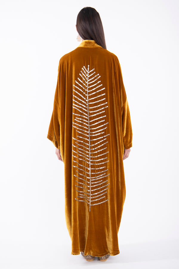 Yasma Silk Velvet Ochre Tree Abaya