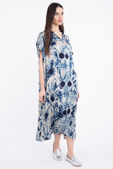 Laura Silk Tie & Dye Blue Dress