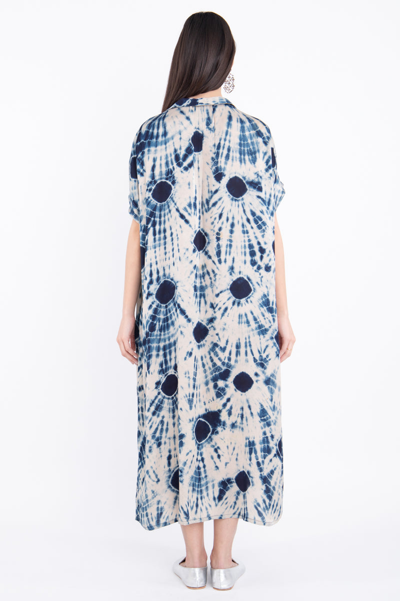 Laura Silk Tie & Dye Blue Dress