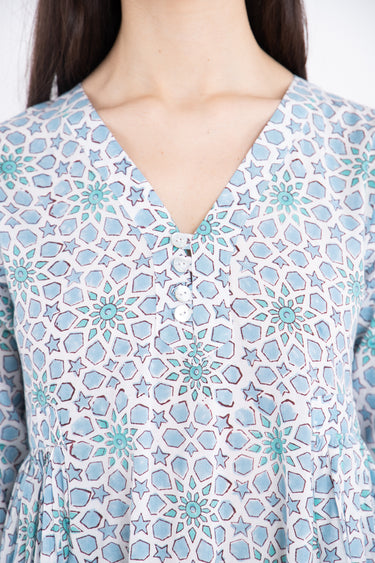 Zamzam Cotton Printed Blue Dress