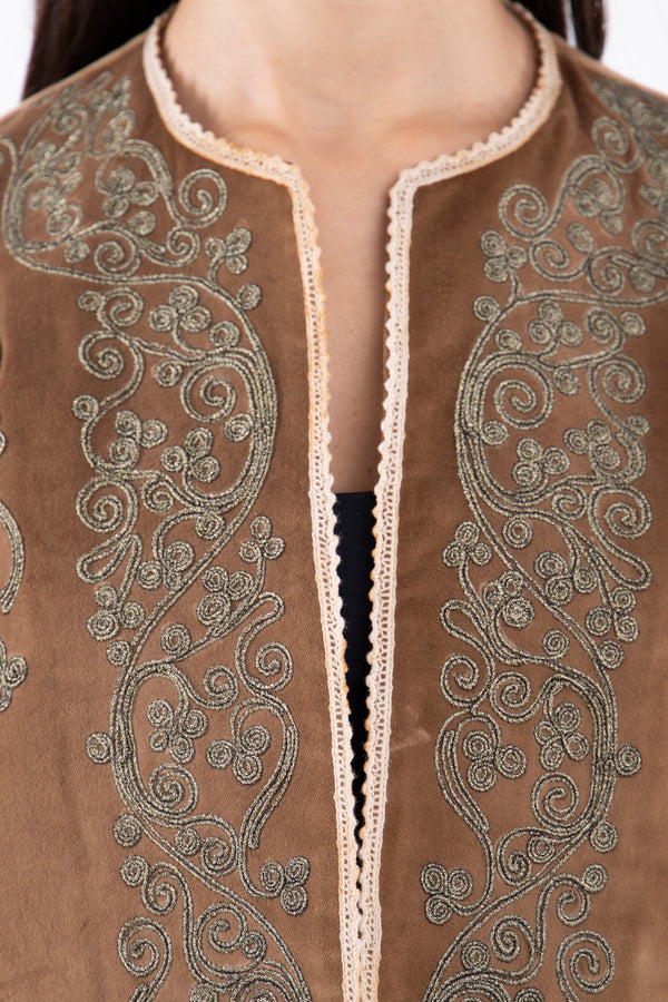 Ottoman Velvet Embroidered Copper Jacket