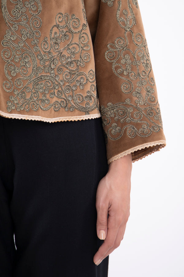 Ottoman Velvet Embroidered Copper Jacket