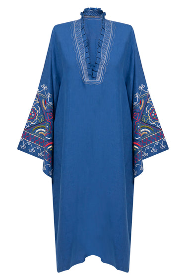 Mayss Linen Royal Blue Kaftan