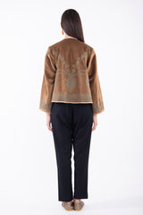 Ottoman Velvet Embroidered Copper Jacket