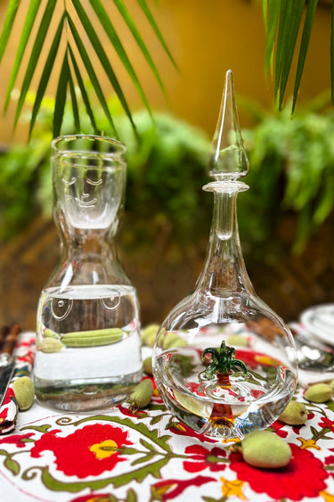 Palm Tree Glass Carafe