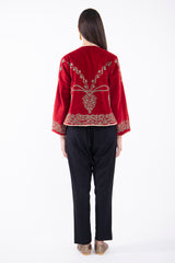 Ottoman Velvet Embroidered Red Jacket