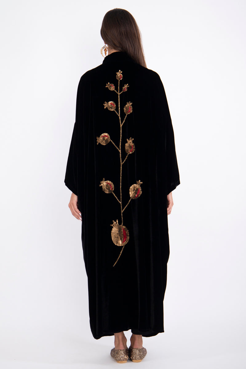 Yasma Velvet Black Pomegranate Abaya