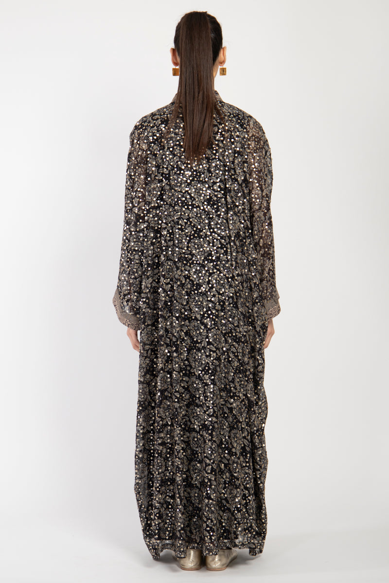 Khouloud Silk Georgette Black Two-Piece Set