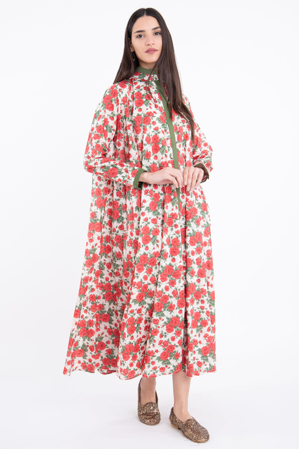 Marwa Liberty Cotton Printed Red Dress