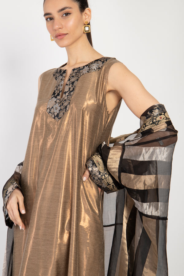 Khouloud Cotton Silk Metallic Two-Piece Set