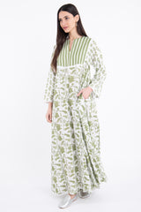 Rimal Cotton Printed Green Dress