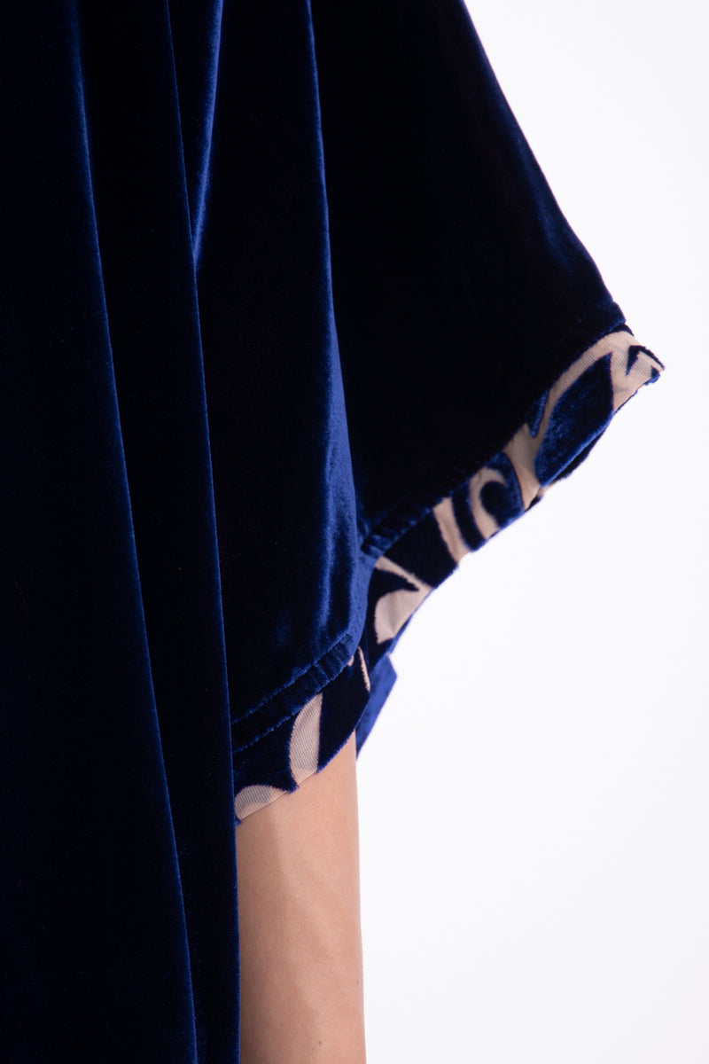 Jamila Silk Velvet Royal Blue Abaya