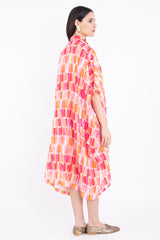 Edith Cotton Striped Orange & Pink Jellaba