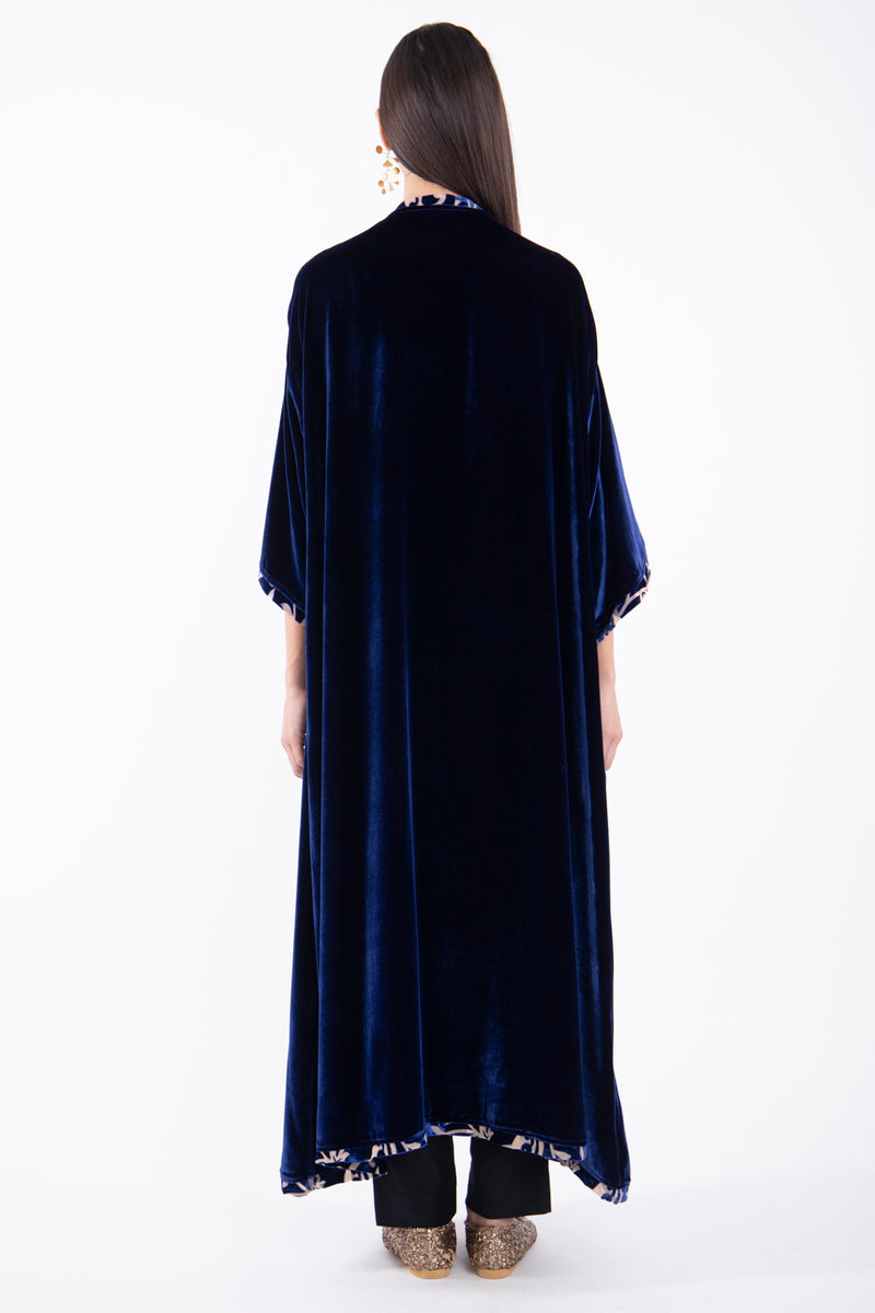 Jamila Silk Velvet Royal Blue Abaya