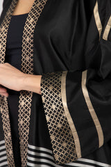 Khalida Silk Black & Gold Abaya