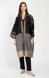 Khalida Silk Black & Gold Abaya